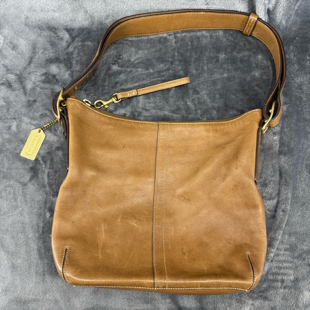 Y2K Coach Legacy Leather Slim Duffle Convertible Tan Crossbody Bag Purse 9328